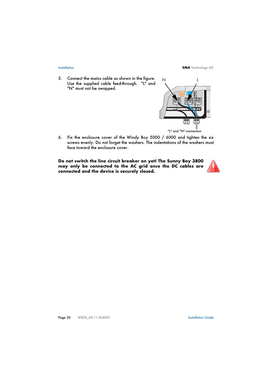 SMA WB 5000 Installation User Manual | Page 30 / 54