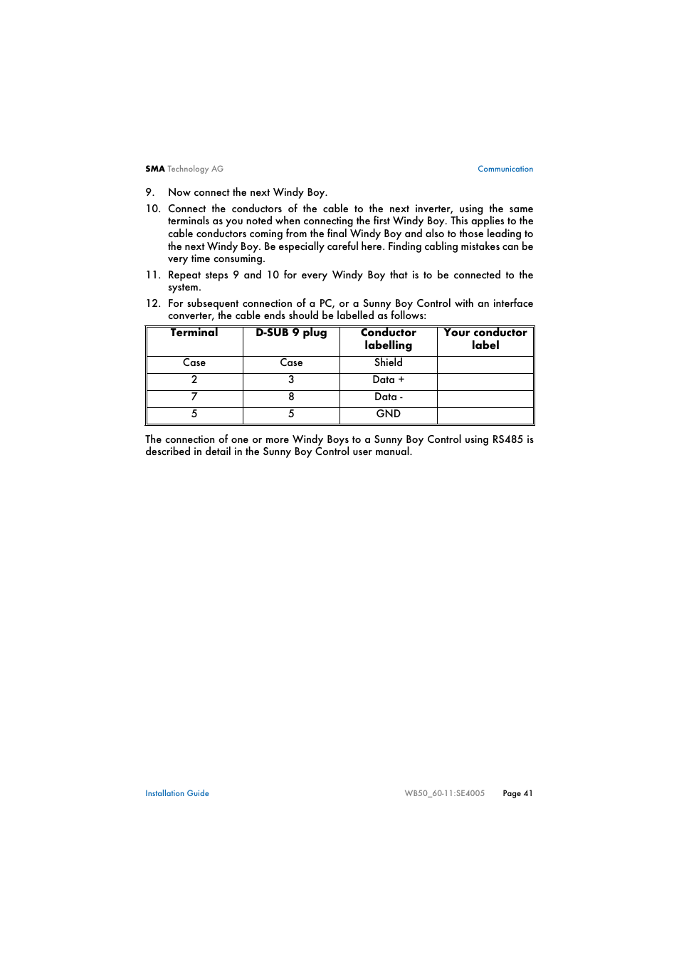 SMA WB 5000 Installation User Manual | Page 41 / 54