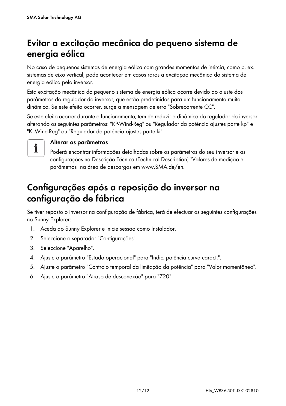 SMA WB 3600TL Addendum User Manual | Page 12 / 12