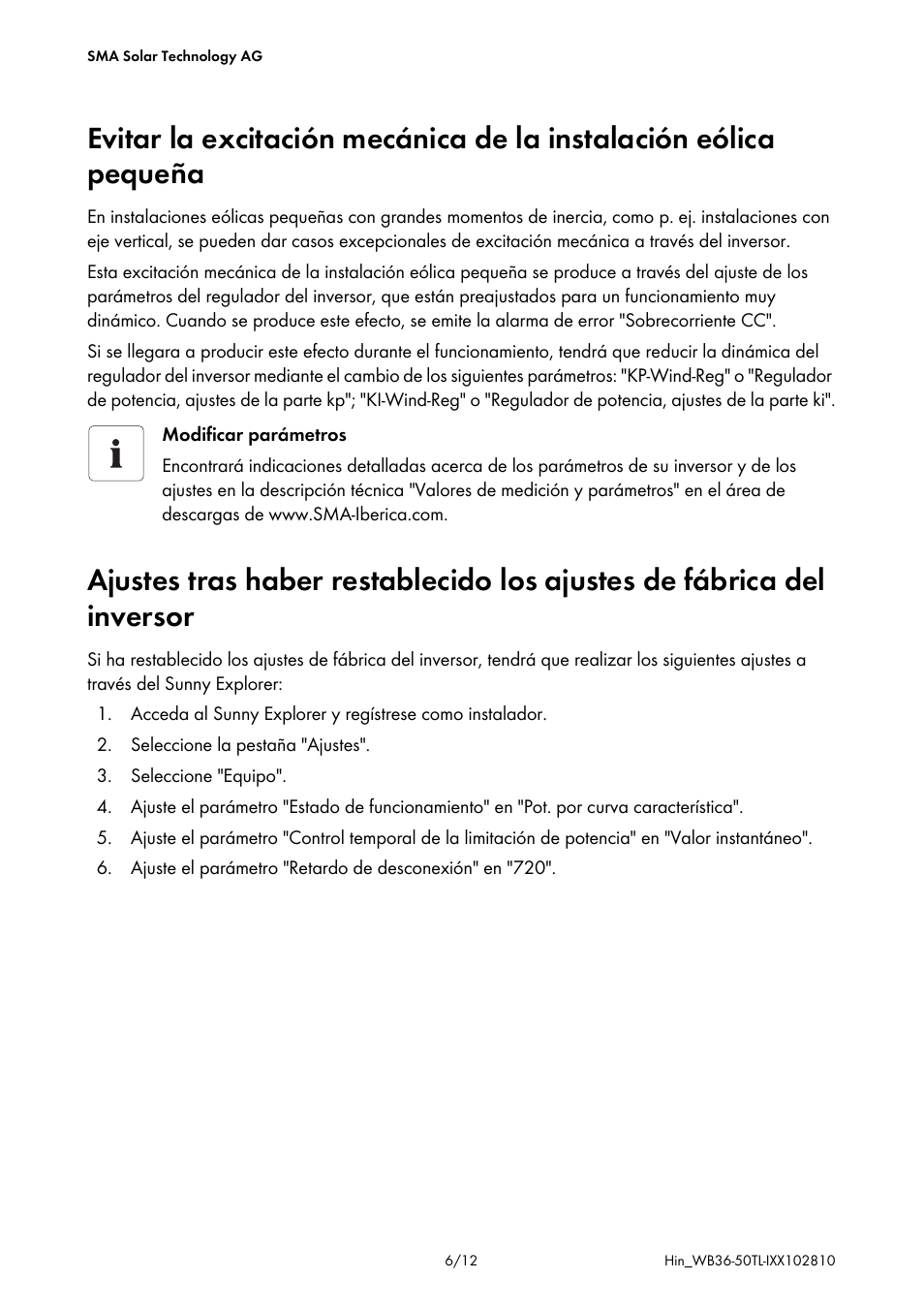 SMA WB 3600TL Addendum User Manual | Page 6 / 12