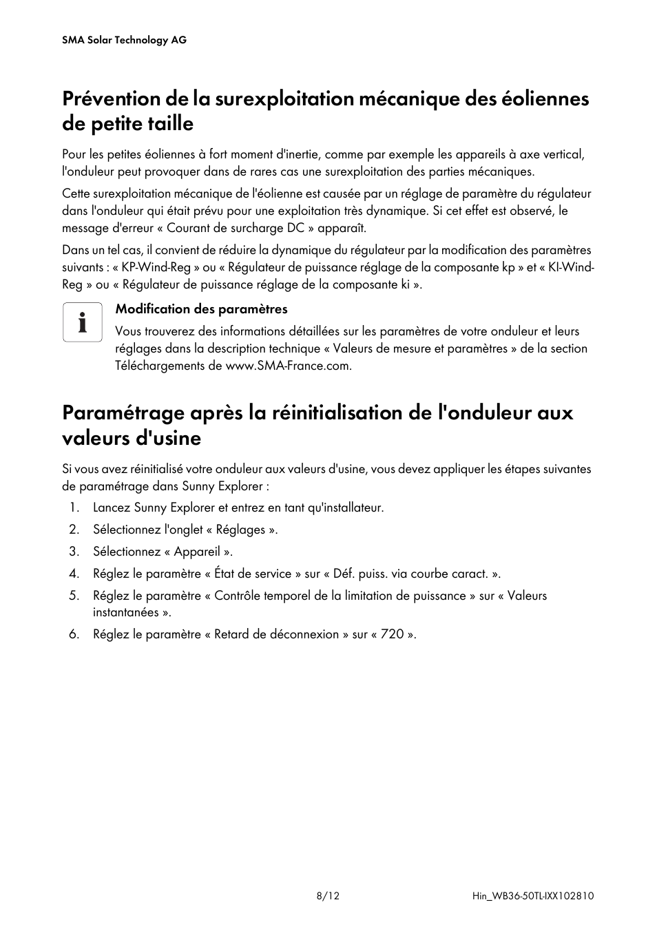 SMA WB 3600TL Addendum User Manual | Page 8 / 12