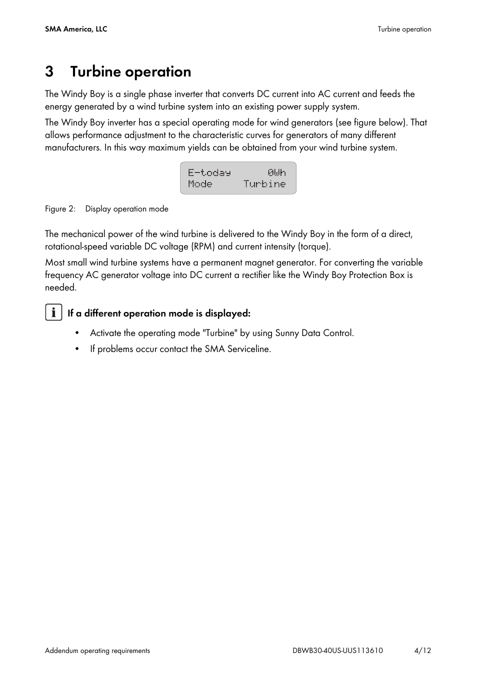 3 turbine operation | SMA WB 3000-US User Manual | Page 4 / 12