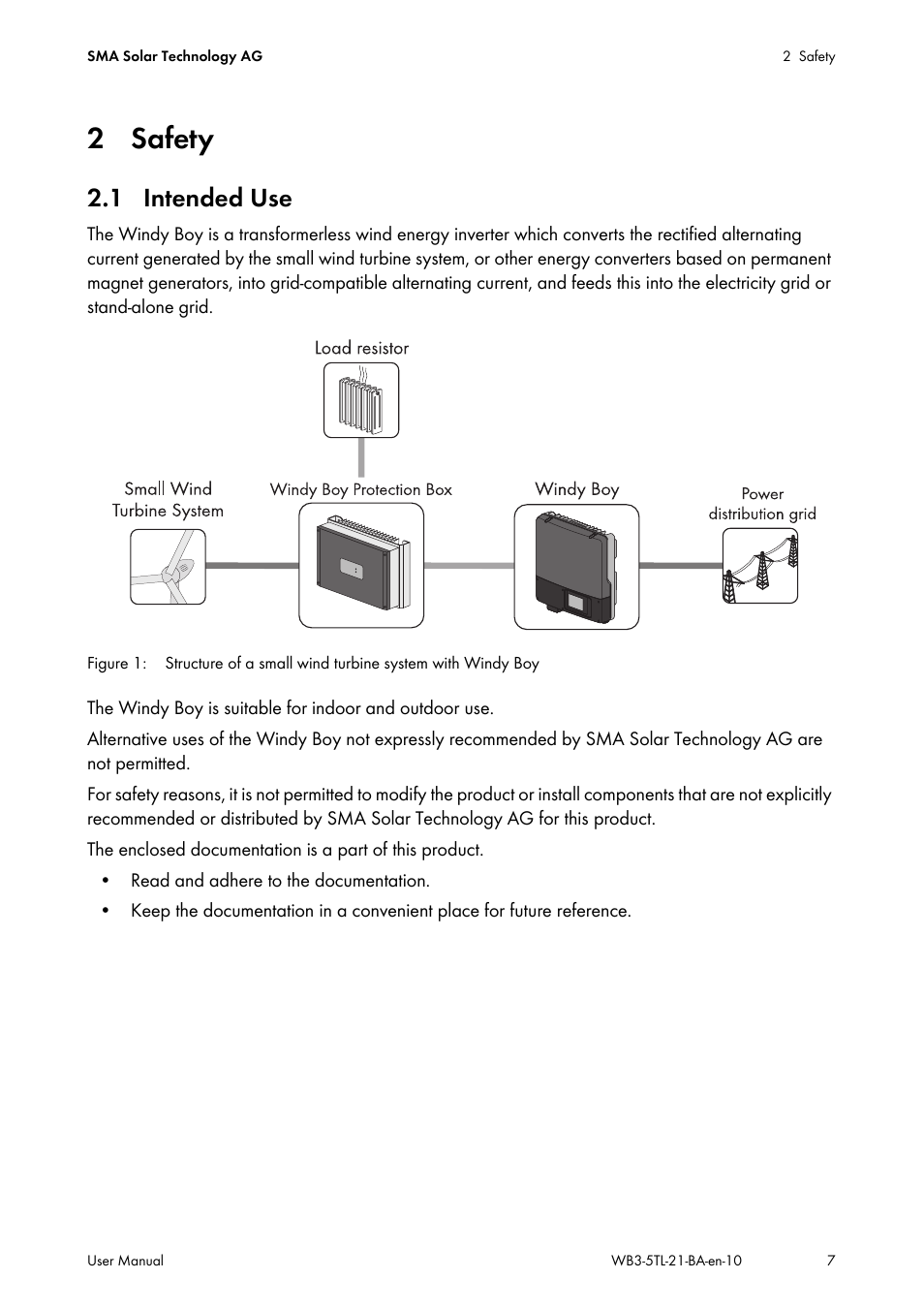 2 safety, 1 intended use | SMA WB 3000-21 User Manual | Page 7 / 24