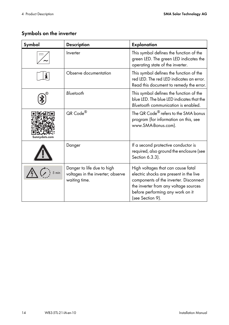 SMA WB 3000-21 Installation User Manual | Page 14 / 92