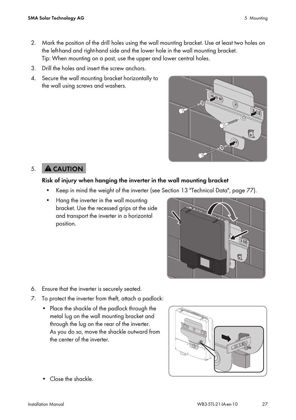 SMA WB 3000-21 Installation User Manual | Page 27 / 92