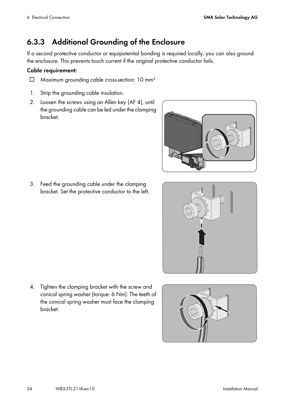 3 additional grounding of the enclosure | SMA WB 3000-21 Installation User Manual | Page 34 / 92