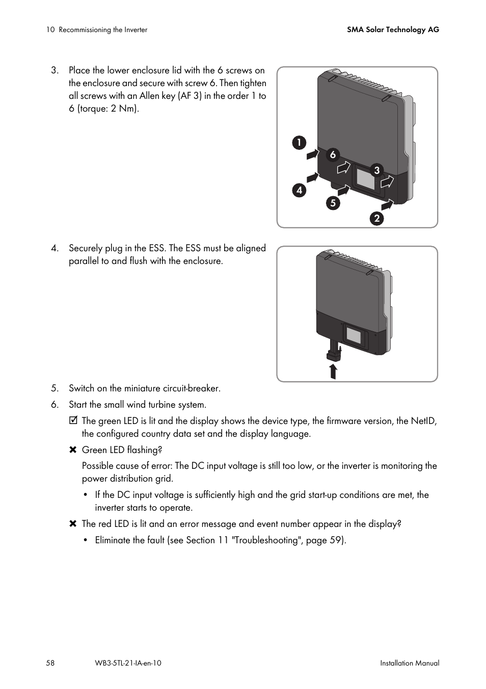 SMA WB 3000-21 Installation User Manual | Page 58 / 92
