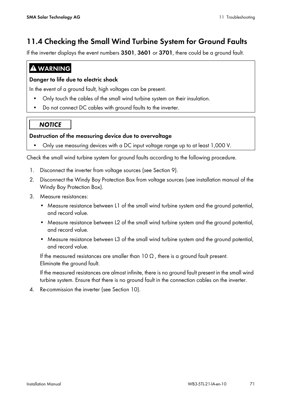 SMA WB 3000-21 Installation User Manual | Page 71 / 92