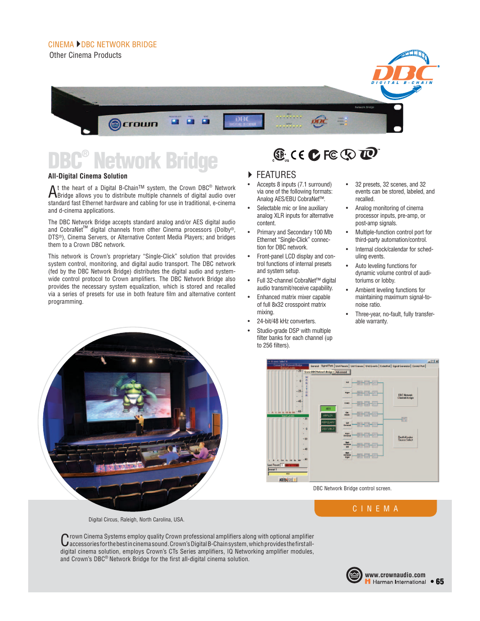 Network bridge, Features | Crown Audio I-T6000 User Manual | Page 65 / 83