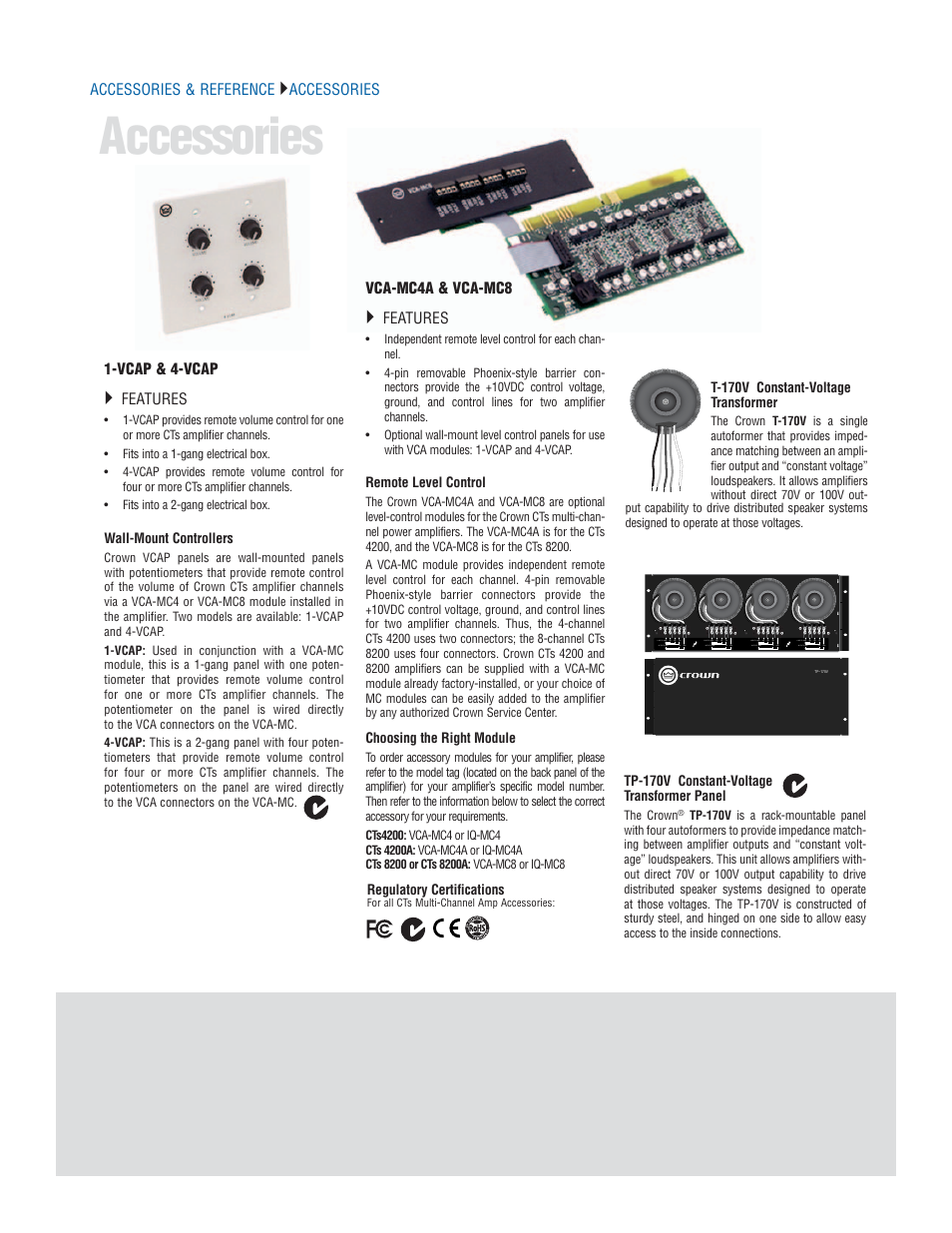 Accessories | Crown Audio I-T6000 User Manual | Page 76 / 83