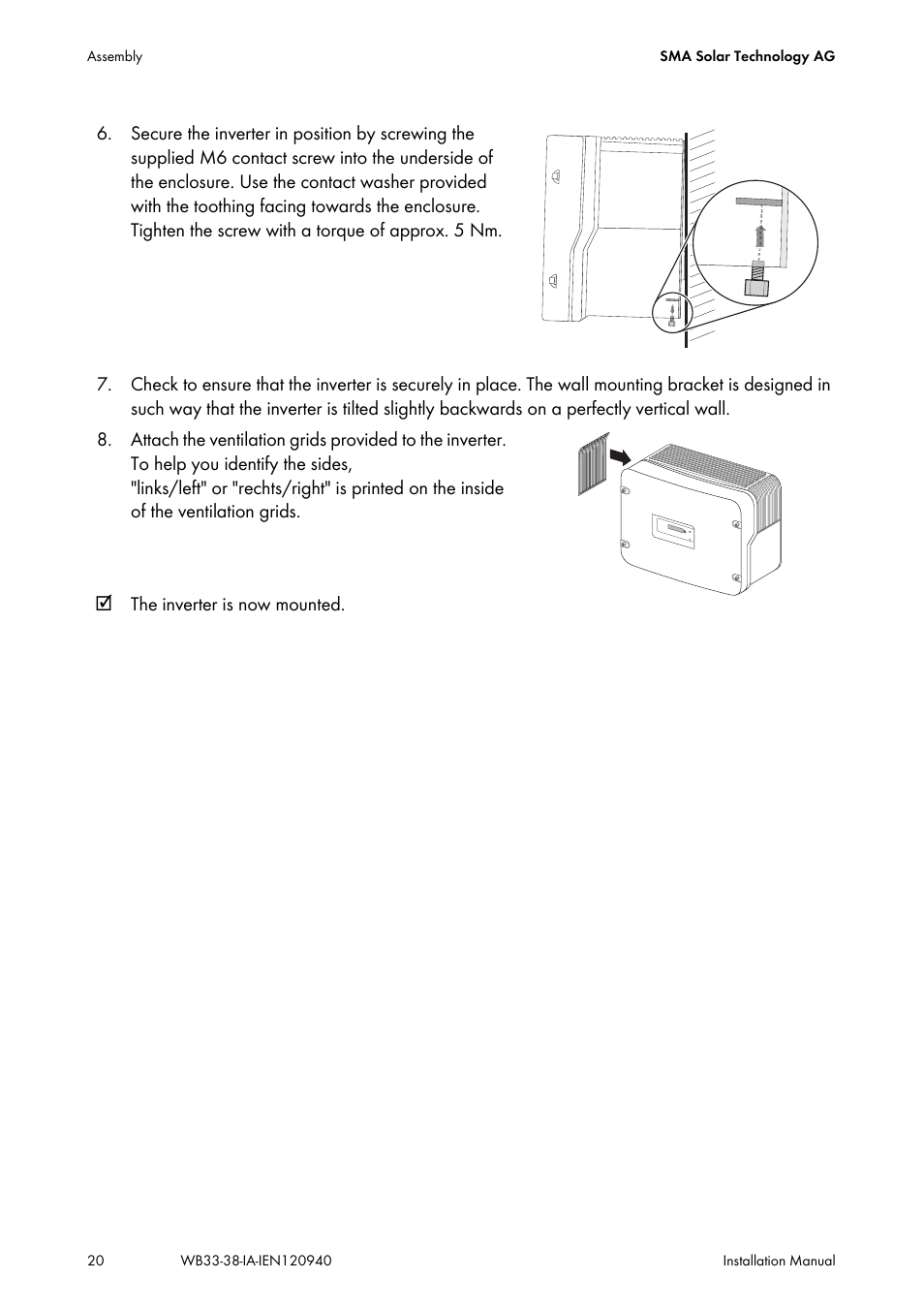 SMA WB 3300-11 Installation User Manual | Page 20 / 80