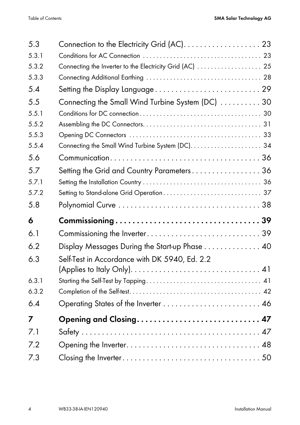 SMA WB 3300-11 Installation User Manual | Page 4 / 80