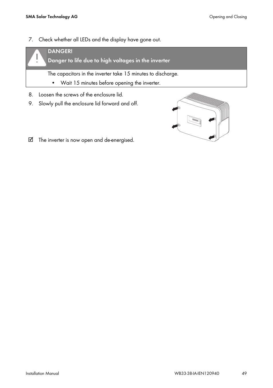 SMA WB 3300-11 Installation User Manual | Page 49 / 80