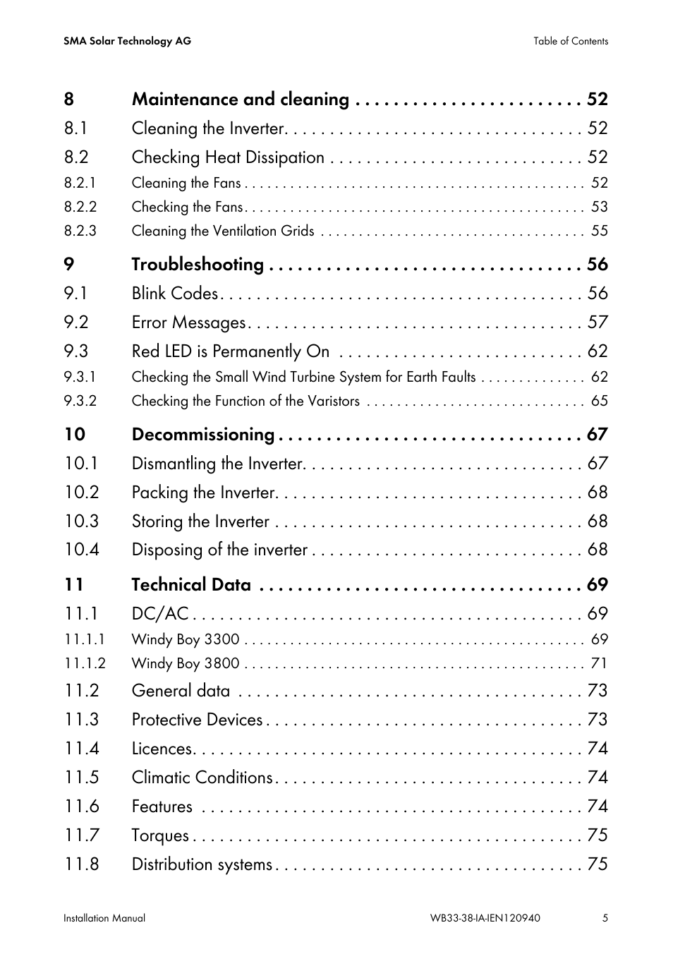 SMA WB 3300-11 Installation User Manual | Page 5 / 80