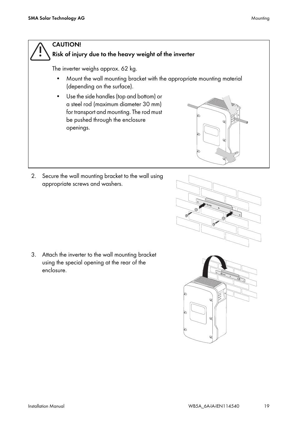 SMA WB 5000A-11 Installation User Manual | Page 19 / 88