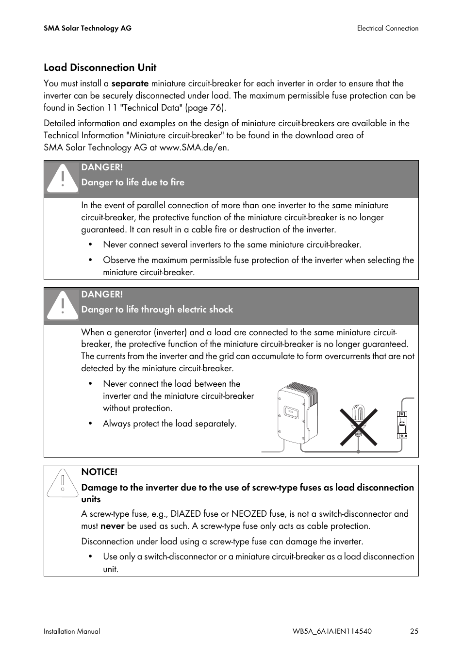 SMA WB 5000A-11 Installation User Manual | Page 25 / 88