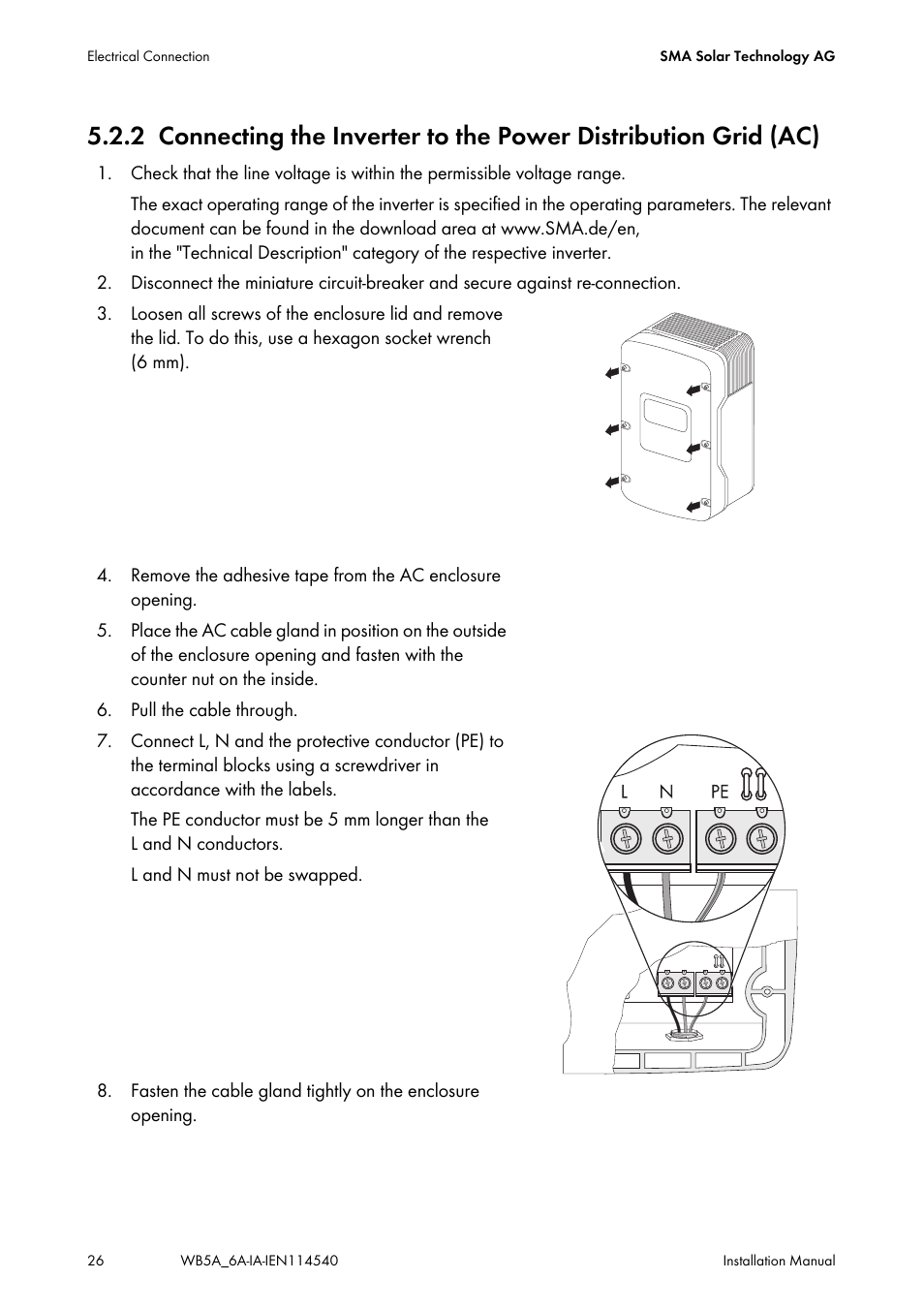 SMA WB 5000A-11 Installation User Manual | Page 26 / 88