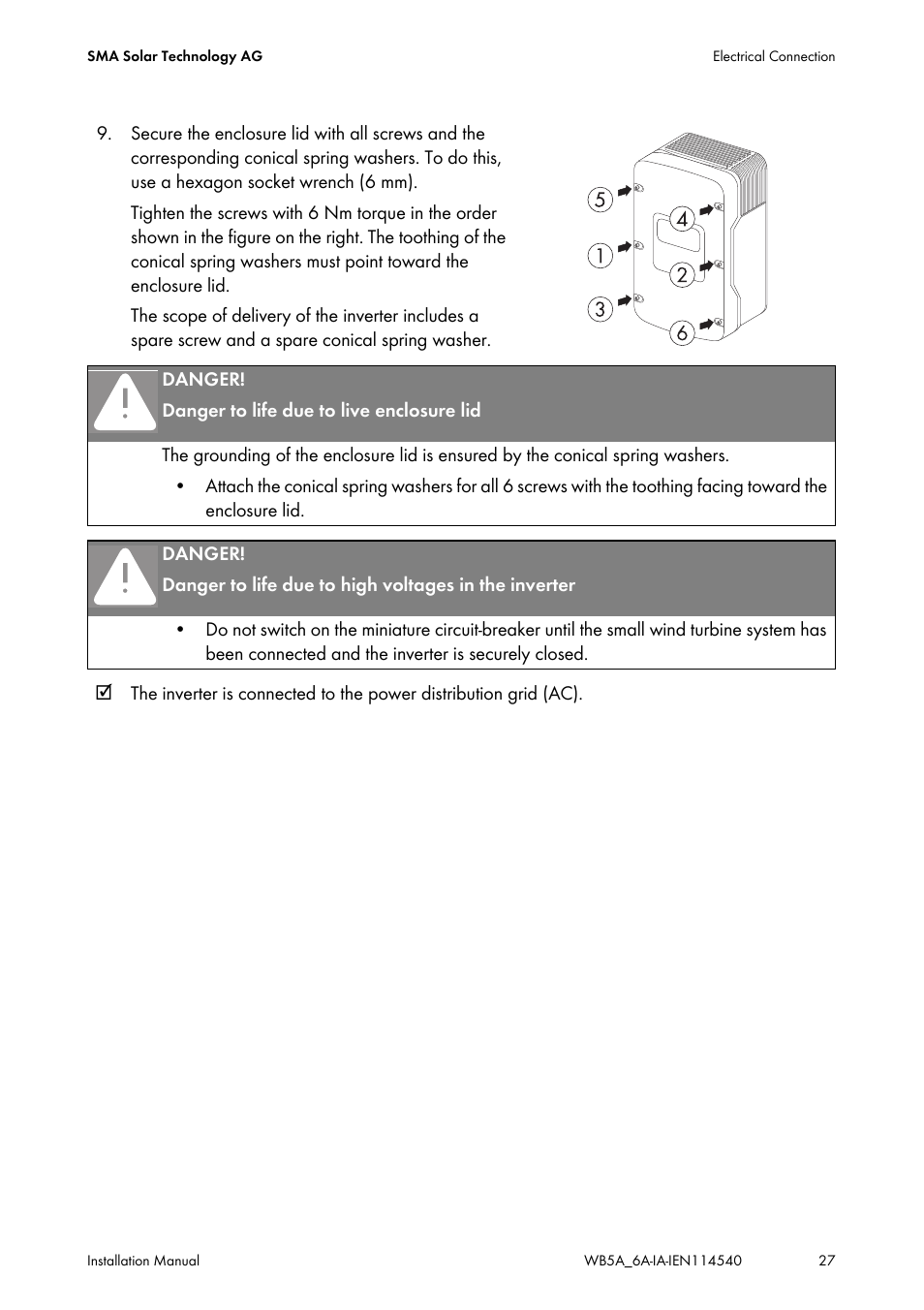 SMA WB 5000A-11 Installation User Manual | Page 27 / 88