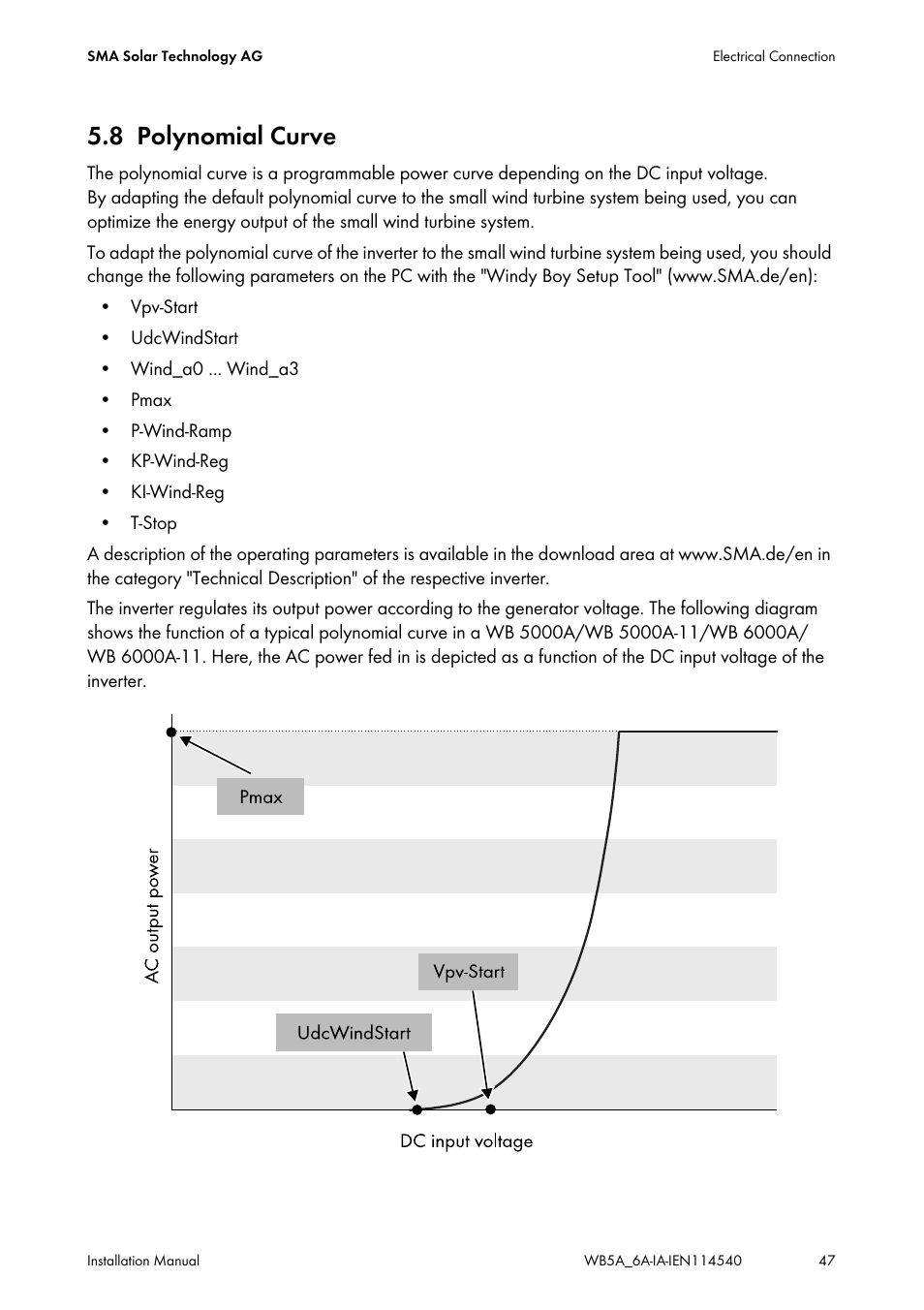 8 polynomial curve, Polynomial curve | SMA WB 5000A-11 Installation User Manual | Page 47 / 88