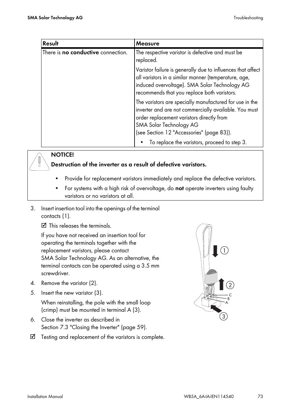 SMA WB 5000A-11 Installation User Manual | Page 73 / 88