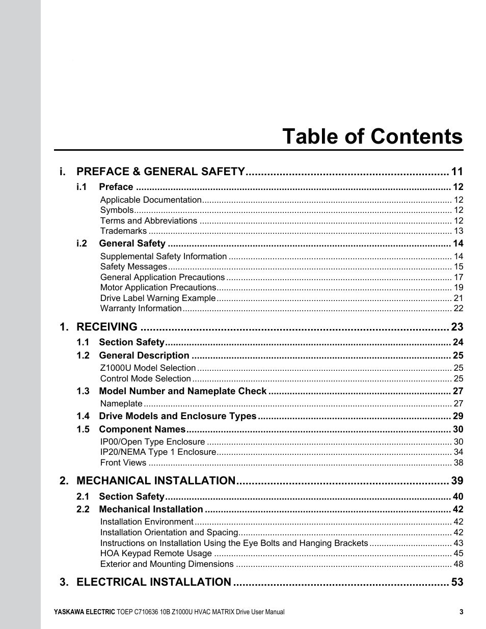 Yaskawa Z1000U User Manual | Page 3 / 378