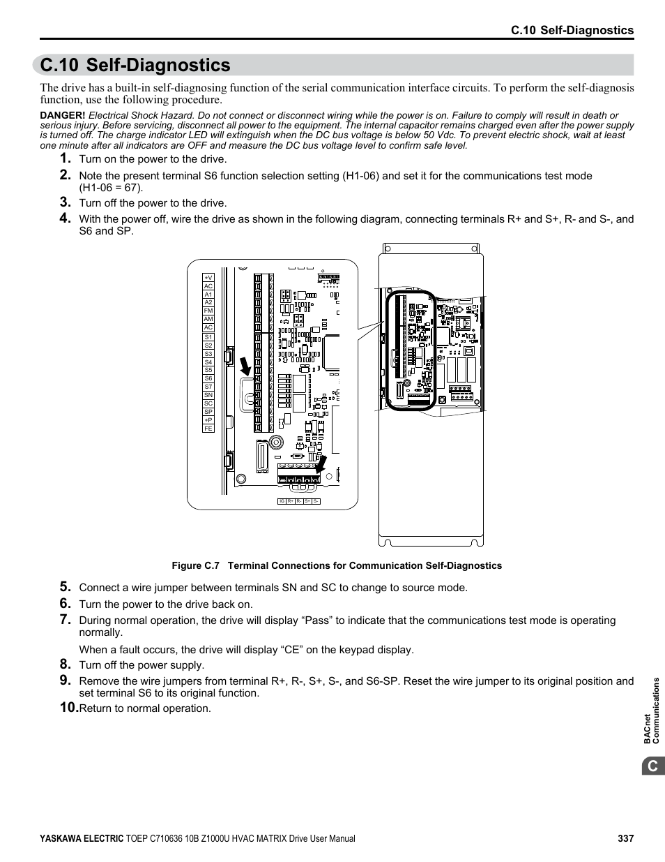 Self-diagnostics, C.10 self-diagnostics | Yaskawa Z1000U User Manual | Page 337 / 378