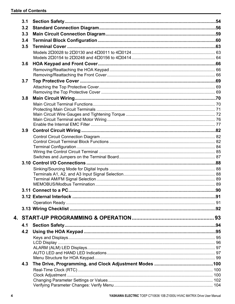 Start-up programming & operation | Yaskawa Z1000U User Manual | Page 4 / 378