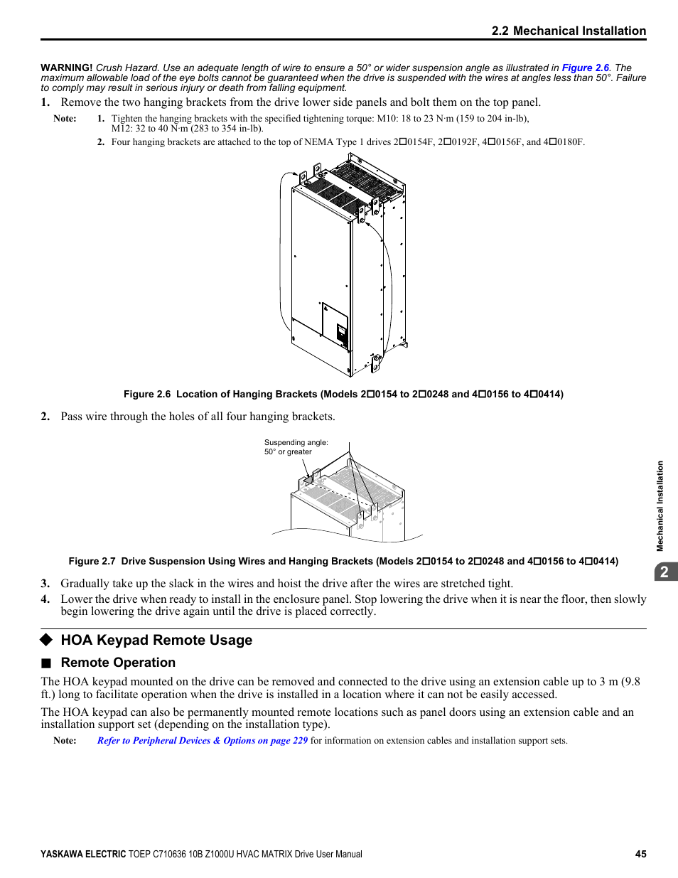 Hoa keypad remote usage | Yaskawa Z1000U User Manual | Page 45 / 378