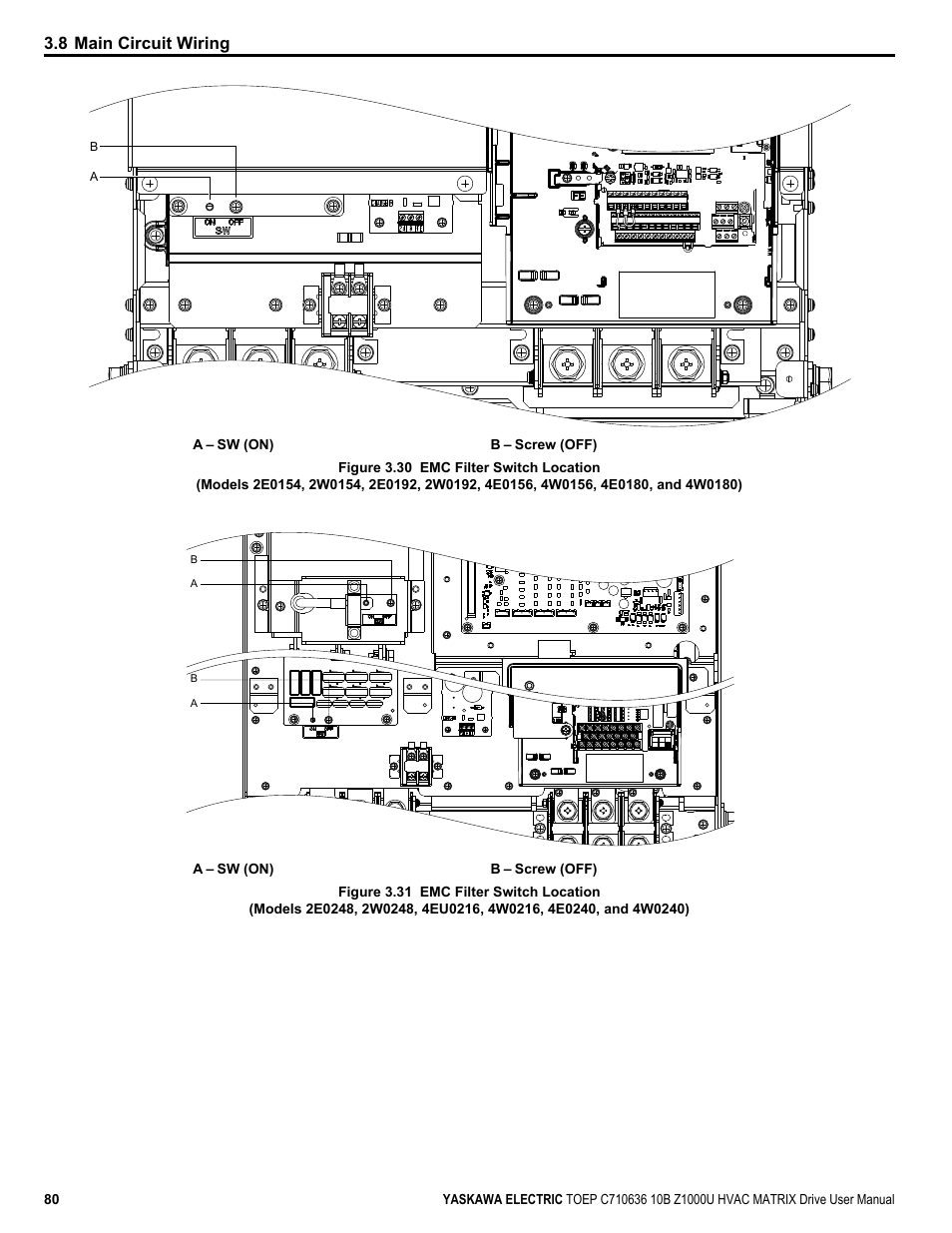 8 main circuit wiring | Yaskawa Z1000U User Manual | Page 80 / 378