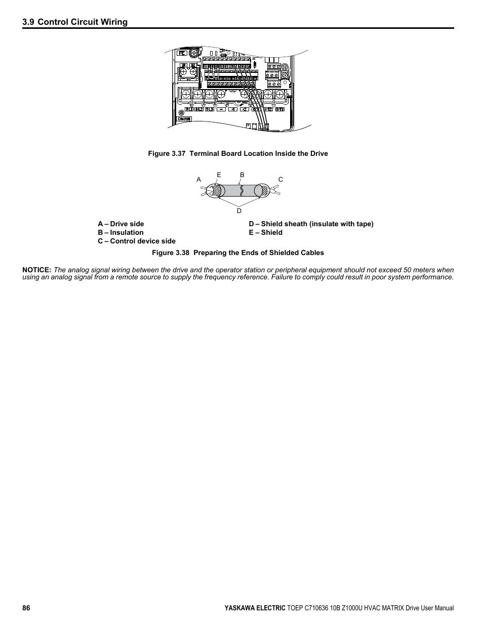 Figure, Figure 3.37, 9 control circuit wiring | Yaskawa Z1000U User Manual | Page 86 / 378