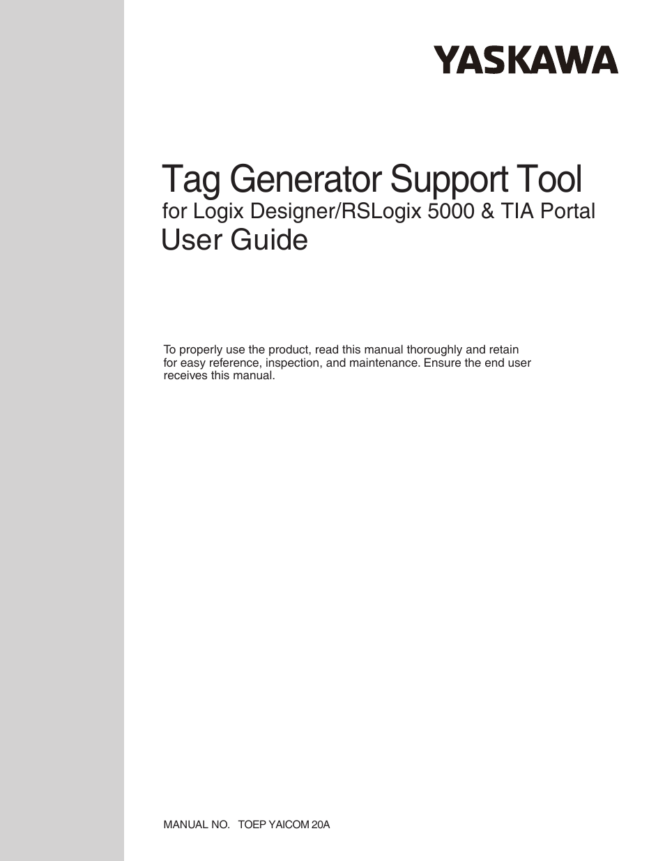 Yaskawa Tag Generator User Manual | 30 pages