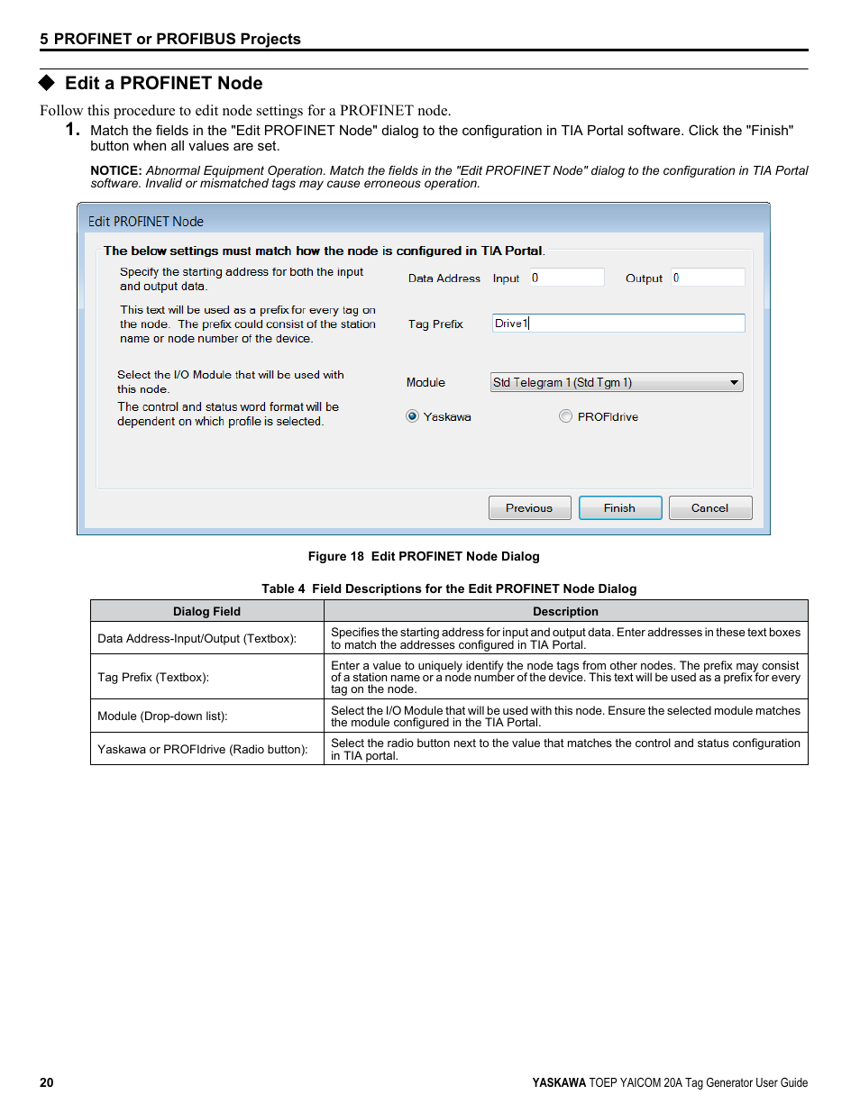 Edit a profinet node | Yaskawa Tag Generator User Manual | Page 20 / 30