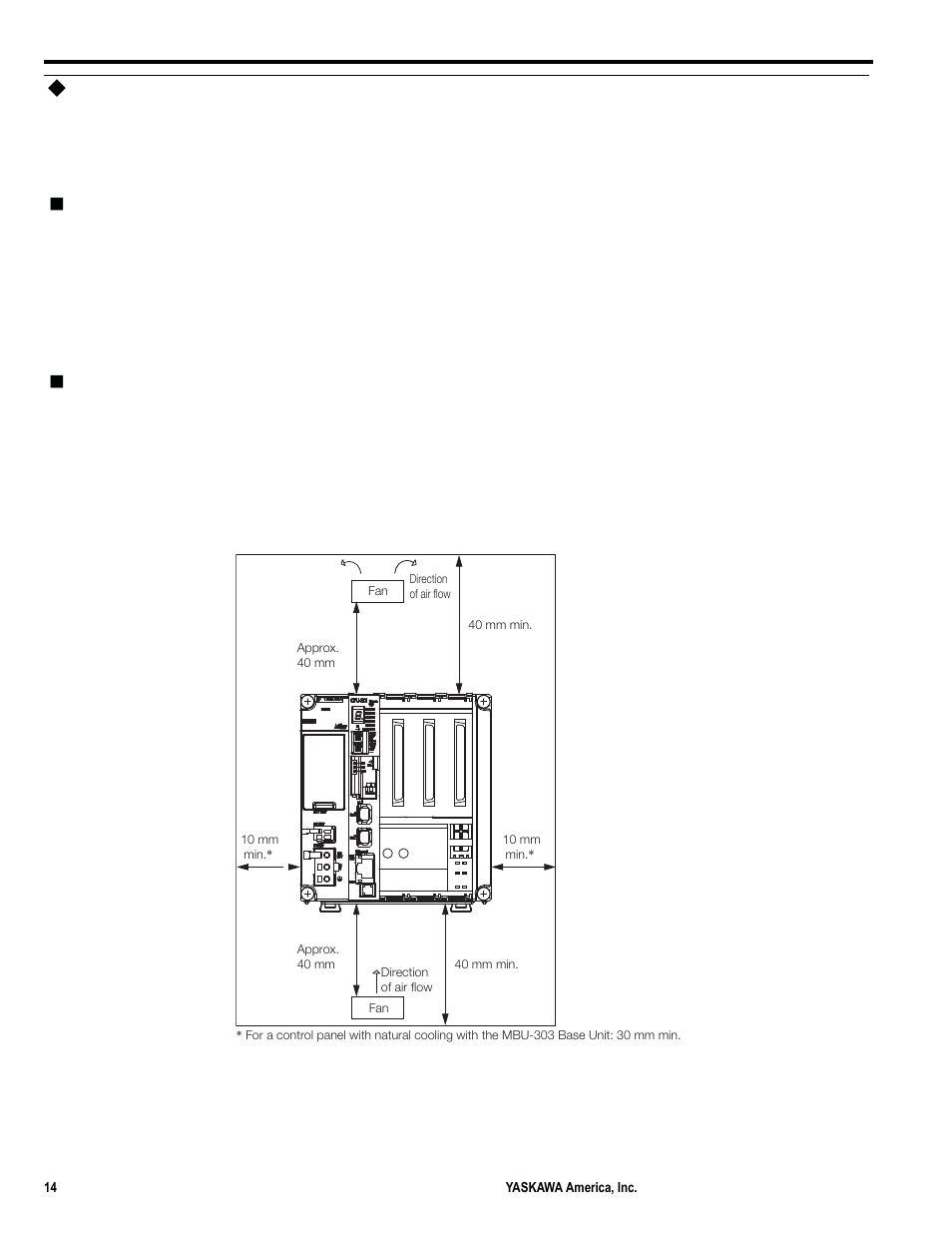 Control panel cooling method, Control panels with natural cooling, Control panels with forced-air cooling | Yaskawa MP3300iec User Manual | Page 14 / 82