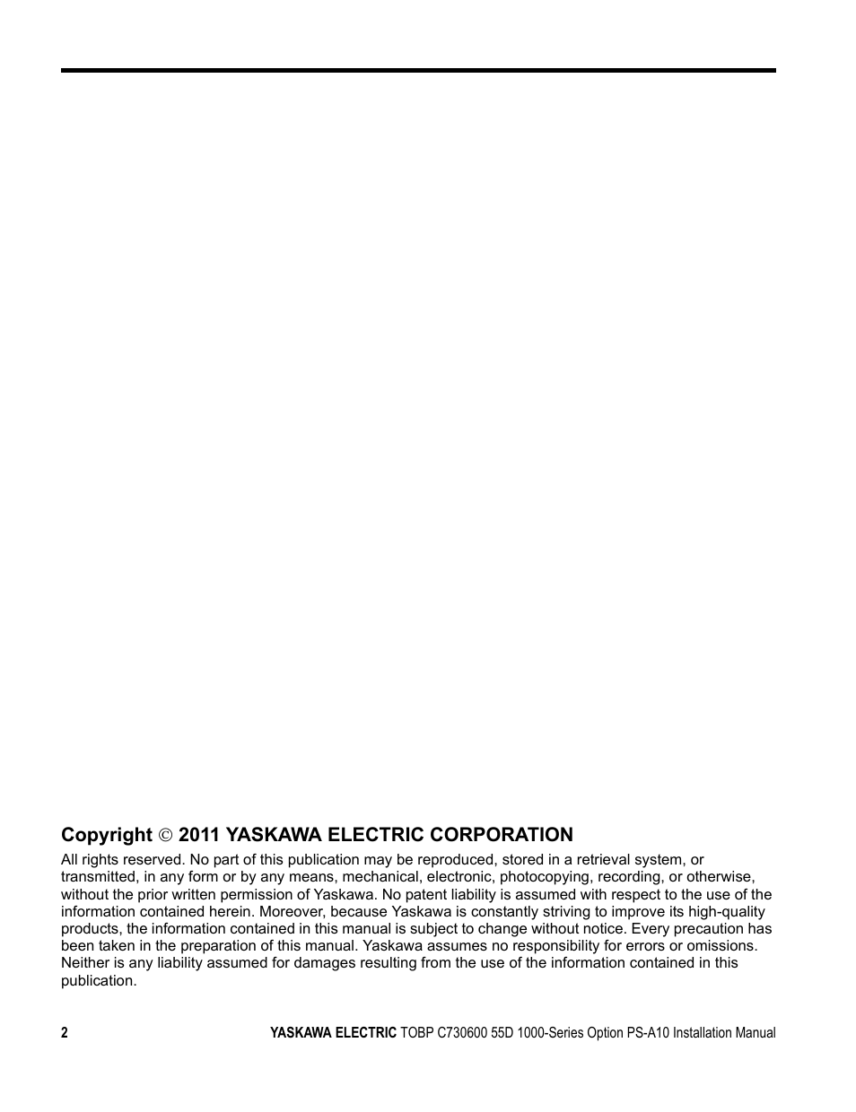 Yaskawa 1000 Series Drive Option User Manual | Page 2 / 39