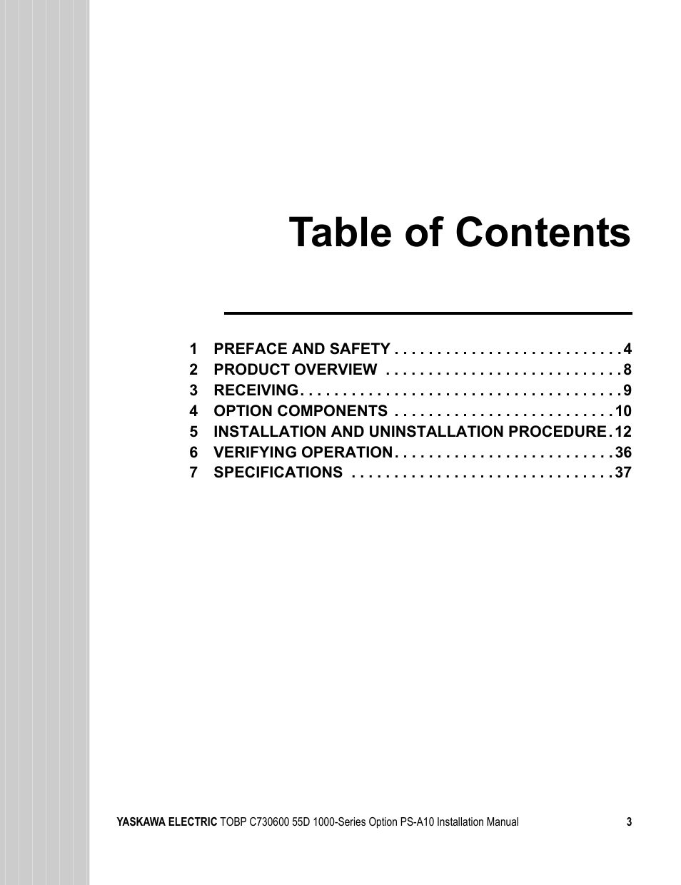 Yaskawa 1000 Series Drive Option User Manual | Page 3 / 39