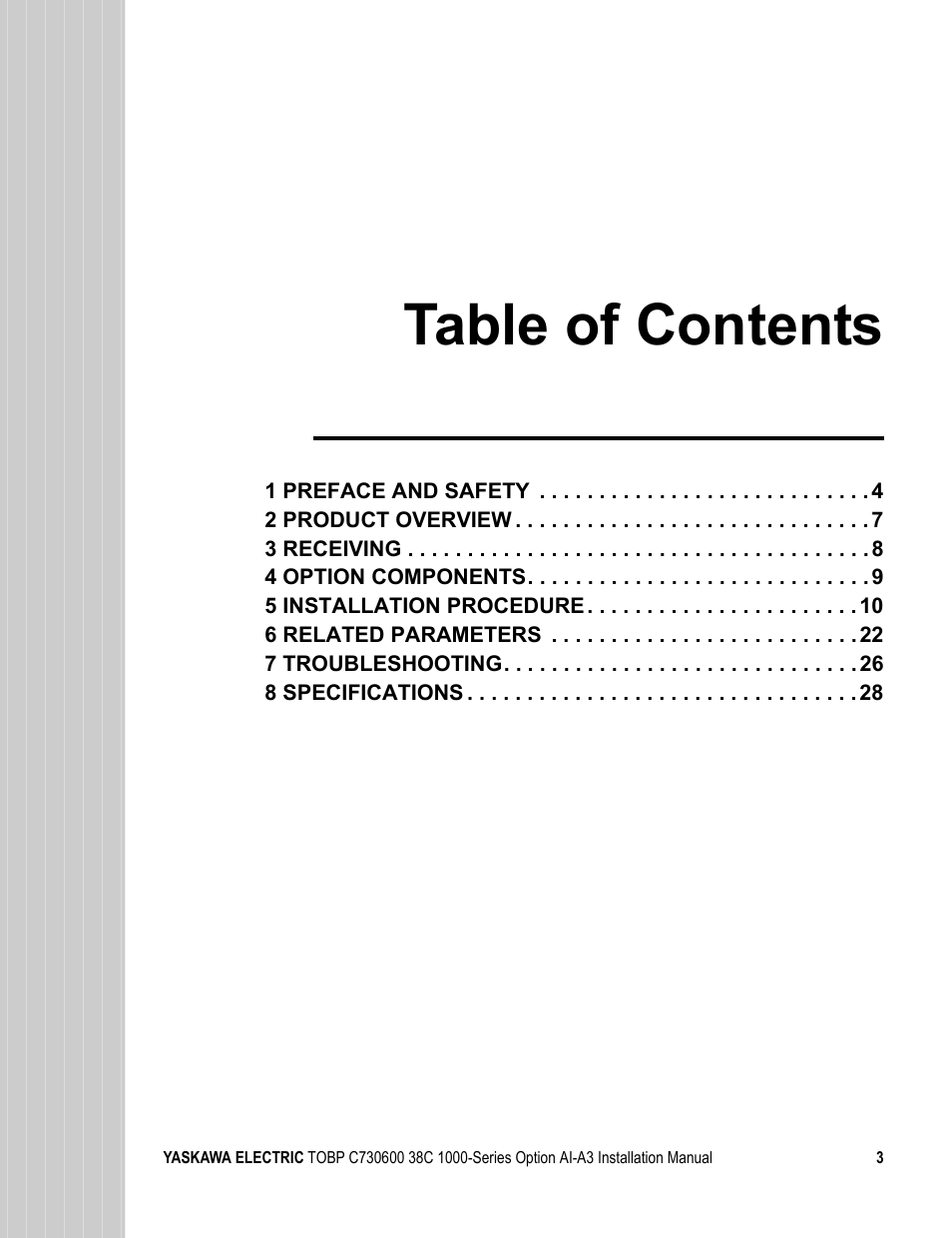 Yaskawa 1000 Series Drive Option - Analog Input User Manual | Page 3 / 30
