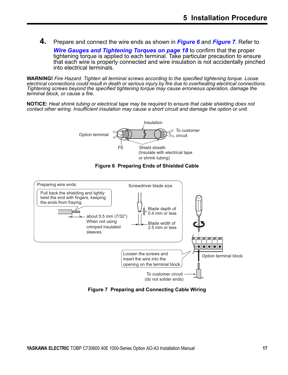 5 installation procedure | Yaskawa 1000 Series Drive Option - Analog Monitor User Manual | Page 17 / 27