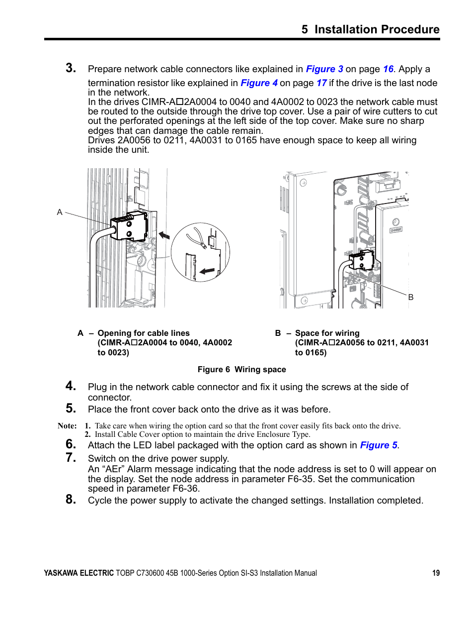 5 installation procedure | Yaskawa 1000 Series Drive Option - CANopen Installation User Manual | Page 19 / 39
