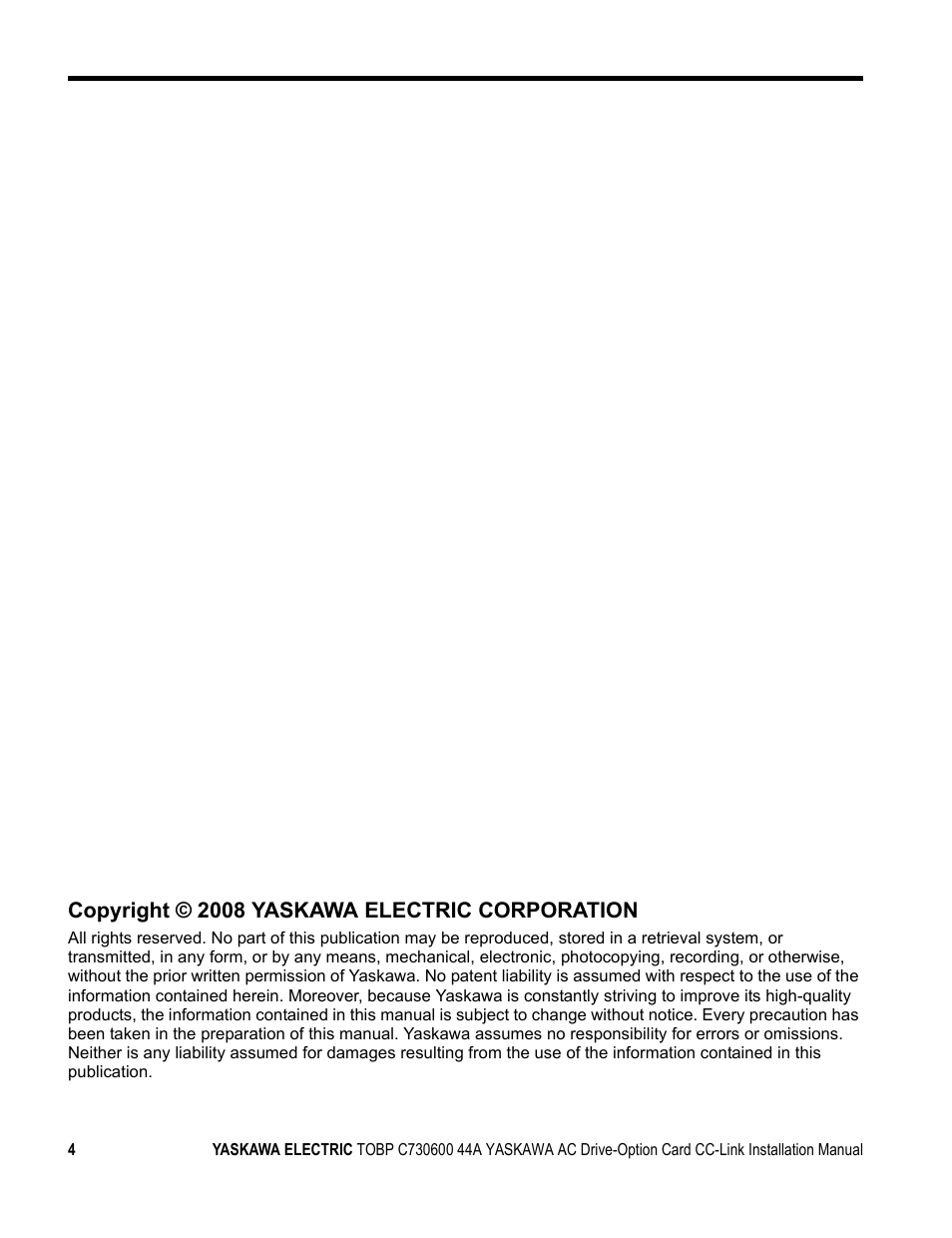 Yaskawa 1000 Series Drive Option - CC-Link Installation User Manual | Page 4 / 38