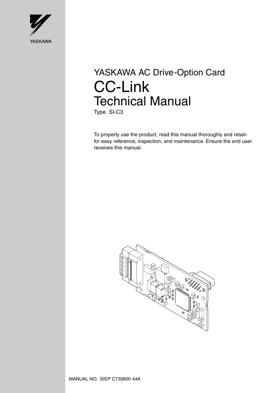 Yaskawa 1000 Series Drive Option - CC-Link Technical Manual User Manual | 36 pages