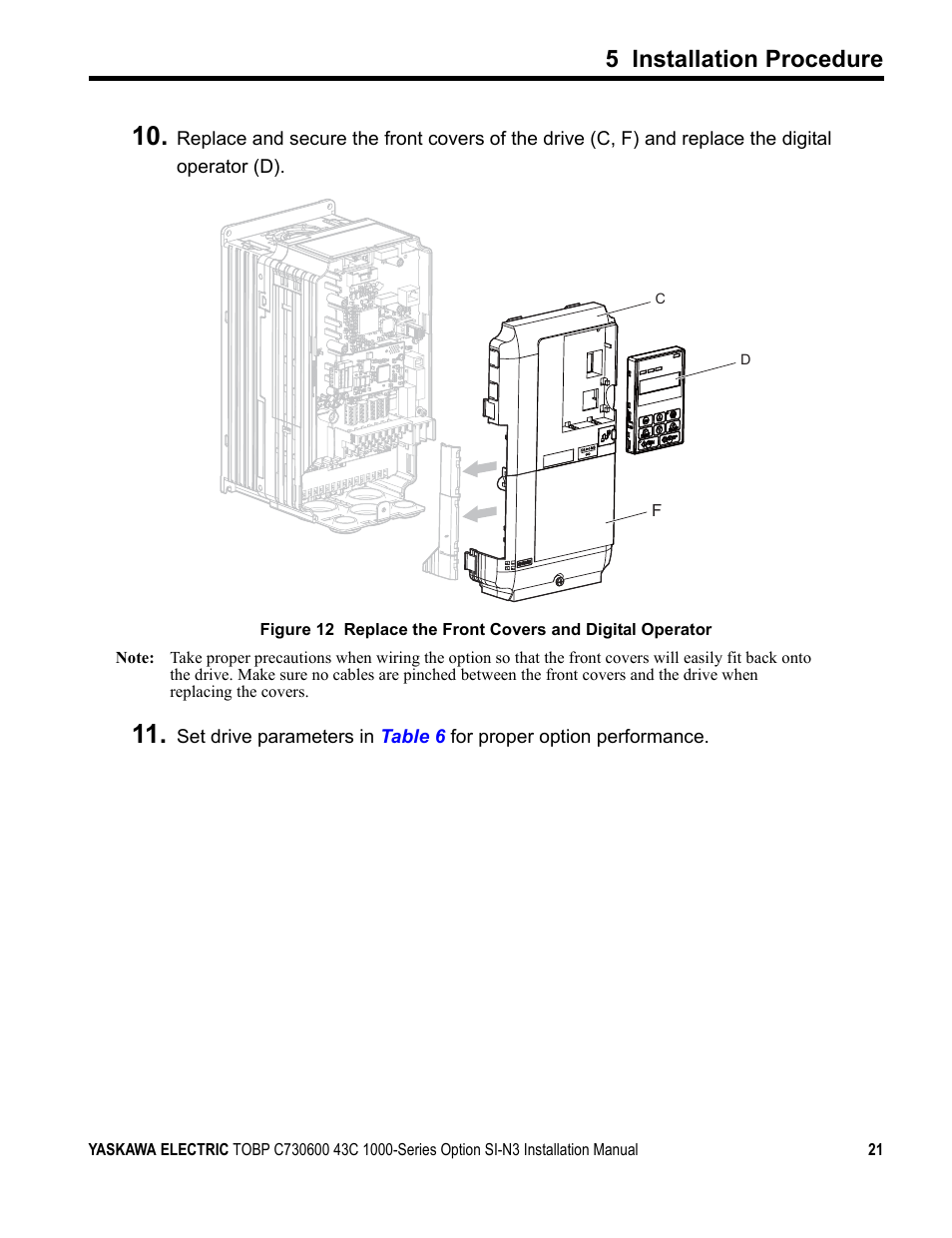 5 installation procedure | Yaskawa 1000 Series Drive Option - DeviceNet Installation User Manual | Page 21 / 37