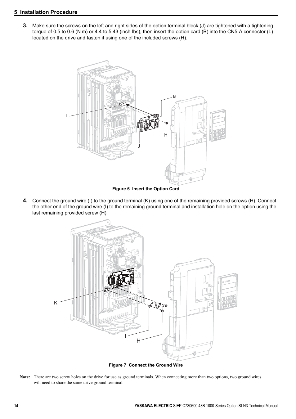 5 installation procedure | Yaskawa 1000 Series Drive Option - DeviceNet Technical Manual User Manual | Page 14 / 81