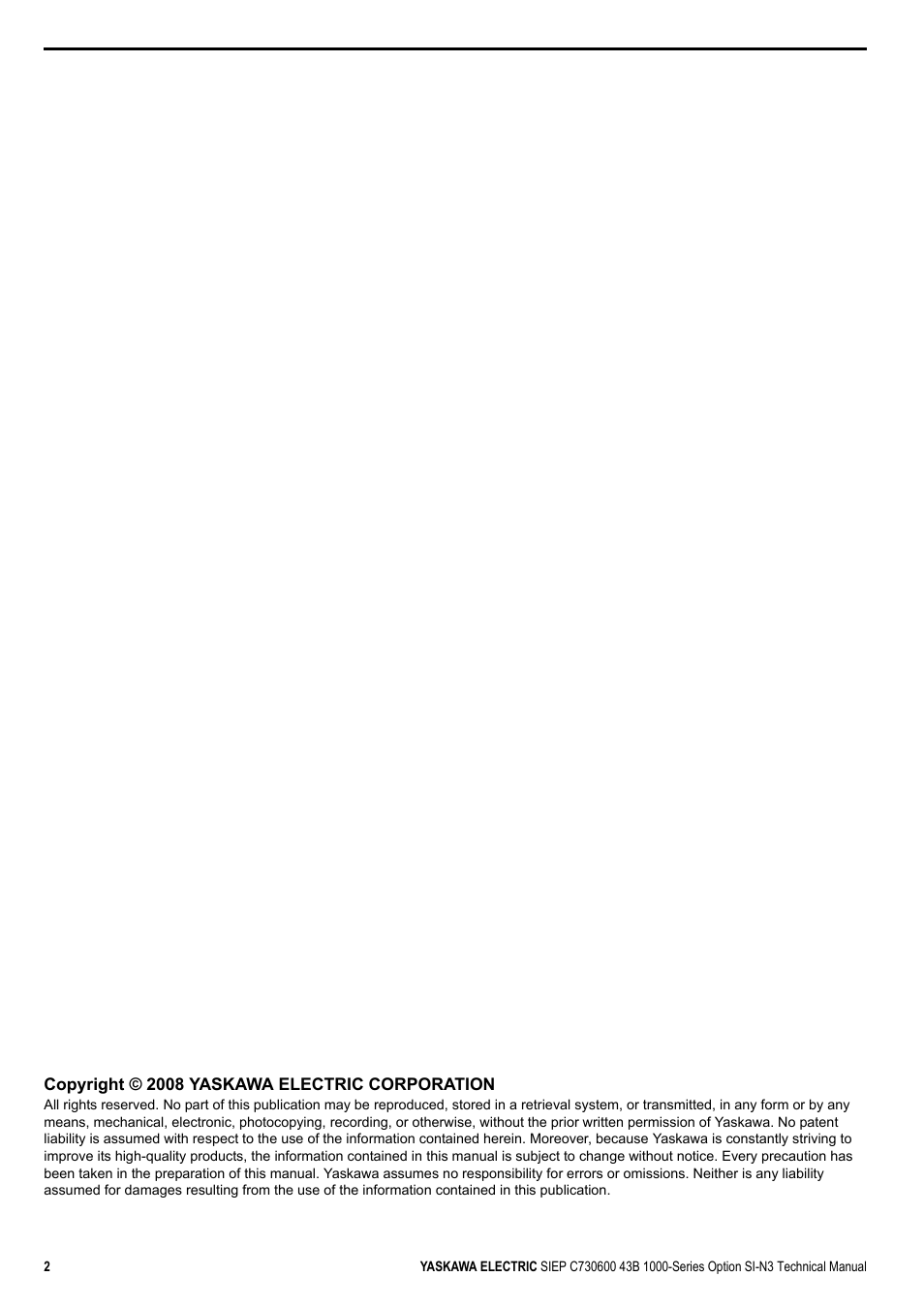 Yaskawa 1000 Series Drive Option - DeviceNet Technical Manual User Manual | Page 2 / 81