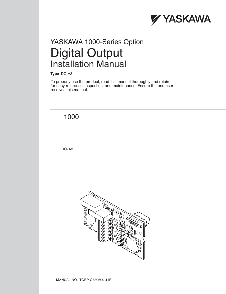 Yaskawa 1000 Series Drive Option - Digital Output Installation User Manual | 31 pages