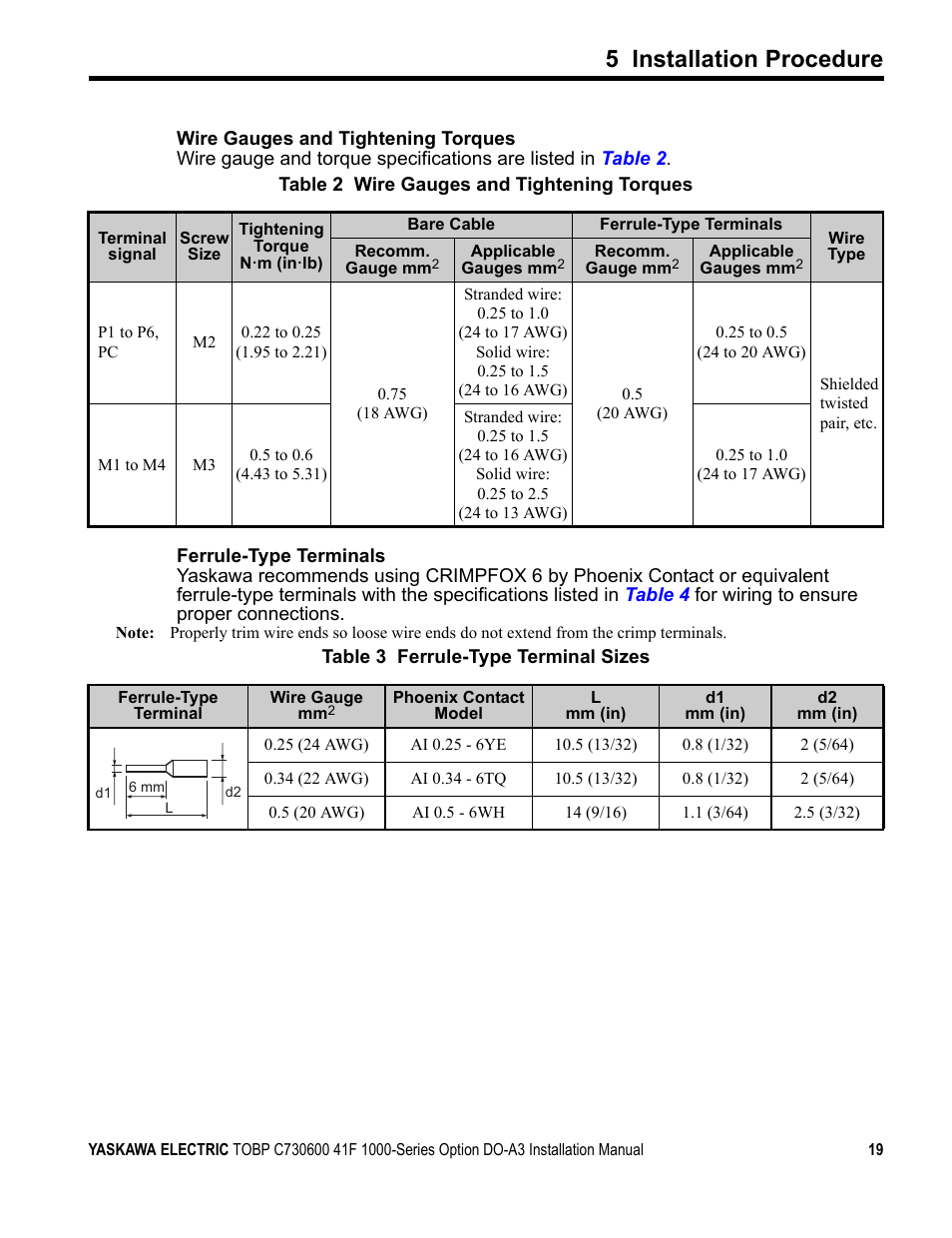 5 installation procedure | Yaskawa 1000 Series Drive Option - Digital Output Installation User Manual | Page 19 / 31