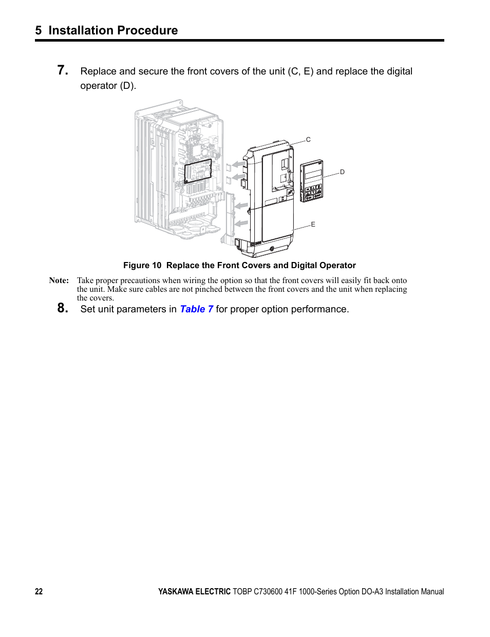 5 installation procedure | Yaskawa 1000 Series Drive Option - Digital Output Installation User Manual | Page 22 / 31