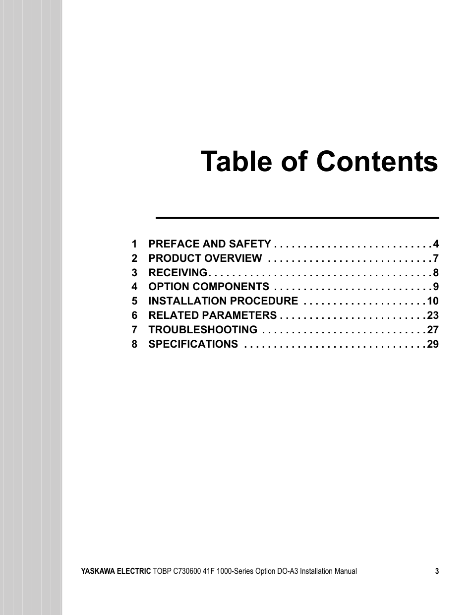 Yaskawa 1000 Series Drive Option - Digital Output Installation User Manual | Page 3 / 31