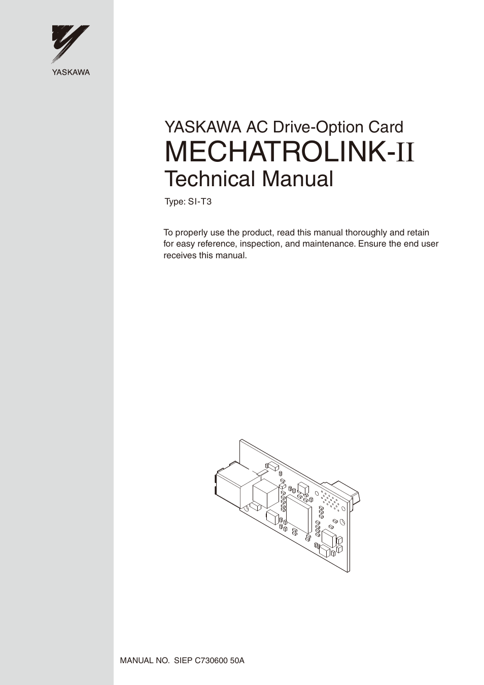 Yaskawa 1000 Series Drive Option - MECHATROLINK-II Technical Manual User Manual | 41 pages