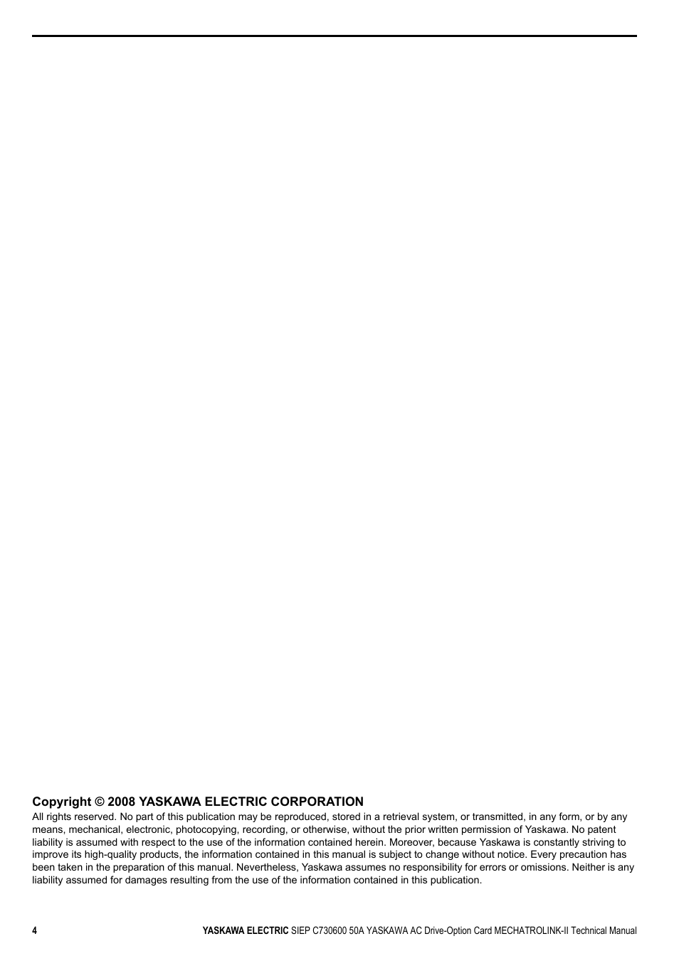 Yaskawa 1000 Series Drive Option - MECHATROLINK-II Technical Manual User Manual | Page 4 / 41