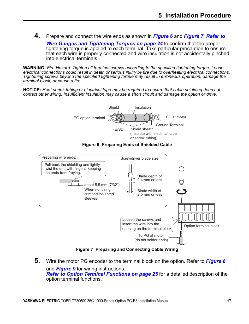 5 installation procedure | Yaskawa 1000 Series Drive Option - Open Collector Type PG User Manual | Page 17 / 36